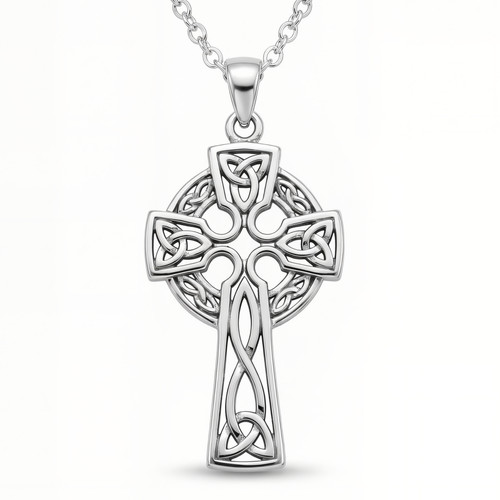 Sterling silver celtic cross - silver,