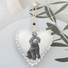 Black Cockapoo Fabric Hanging Door Heart Shabby Chic Handmade Decorative Dog