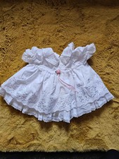Vintage White Pink Rose hand smocked baby dress (0-3 months)