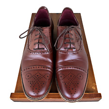 Mens Brown Brogues Shoe Lace Up Shoes Formal Wedding Suit Dark Tan Classic Fit