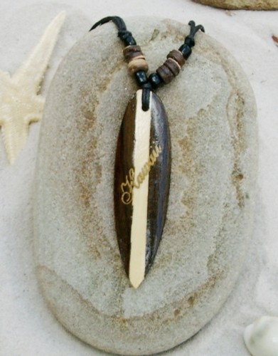 Wooden surfboard necklace surf - necklace,