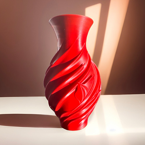 Modern red swirl vase - red,