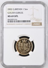 TOP POP 2002 Royal Mint UK Gold BUNC Full Sovereign NGC MS69 Deep Proof Like