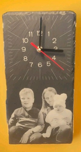 Slate engraved clock with - engraved,