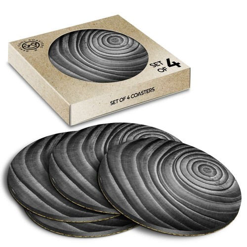 Boxed round coasters bw - -,