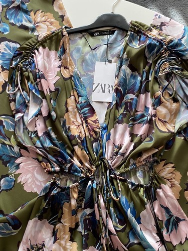 Zara khaki floral printed - khaki,