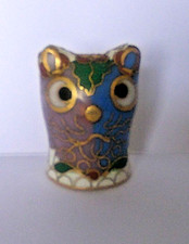 VINTAGE CLOISONNE ENAMELLED CAT THIMBLE