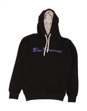 BEN SHERMAN Mens Graphic Hoodie Jumper Small Black Cotton BC06