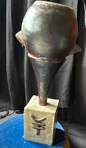 Black ceramic vase - black, with