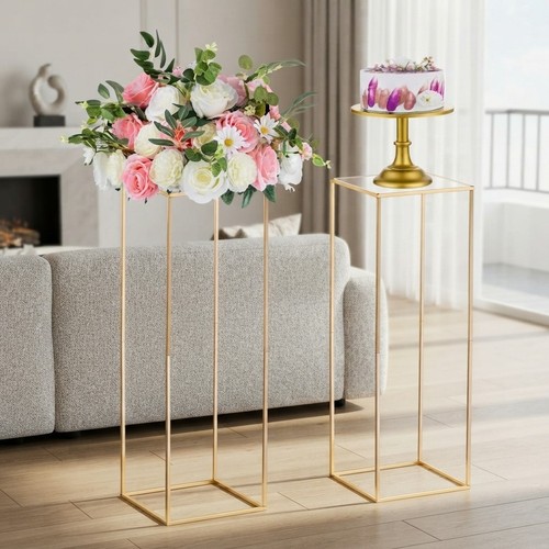 Freestanding gold metal vases - gold,