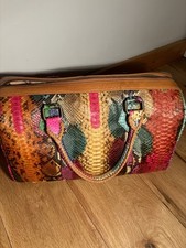 Genuine Leather, Real Snake Print Bag, Bright Colourful Dye, Unique Carry On 