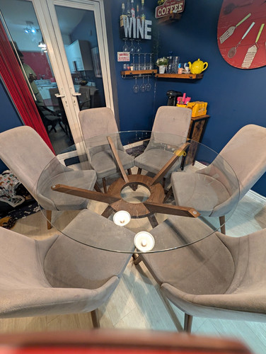 Round glass dining - round, 6