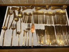 144pc Vintage Gold Cutlery Set - Brass/Bronze - Siam Town Hand Co - Mid Century