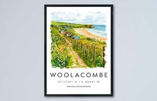 Woolacombe Watercolor Poster