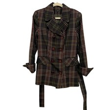 Plaid Double-Breasted Trench