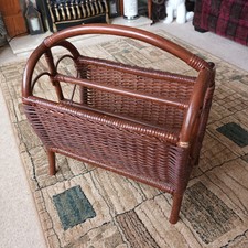 Wicker Rattan Magazine / Vinyl Record Rack Storage 44.5 x 28.5 x 46cm