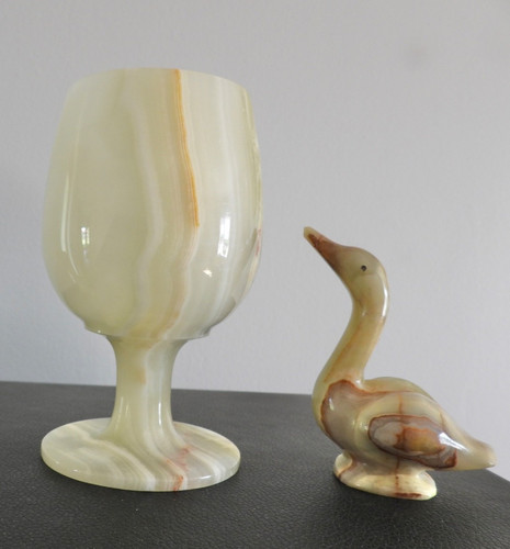 Onyx goblet and goose - onyx,