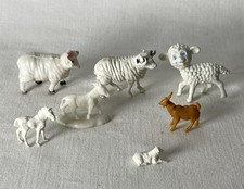 7 x Mixed Painted Plastic Mostly White Sheep Goats Horse Different Scales