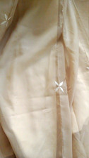COLOROLL Beige Voile Lined P/Pleat Curtains White Embroidered Petals  72" Drop