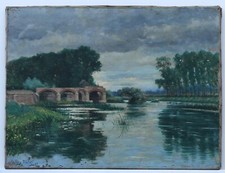 Valery Muller (1869–1916) – Woman Rowing A Boat On A Lake Among Ruins, Painting