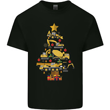 Construction Christmas Tree Digger Lorry Crane Mens Light Cotton T-Shirt