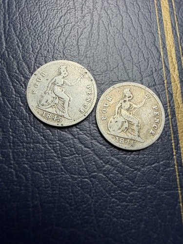 Victoria fourpence coins - 2, x