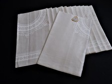 Set 12 Unused Vintage Classic Irish linen double damask dinner napkins Richlin