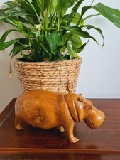 Vintage Wooden Hippo Figurine