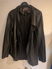 Waterfall Black Vegan Leather Jacket Size 46, Uk 16-18