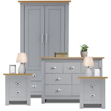 Bedroom Furniture Set of 4 Piece Chest of Drawers Wardrobe Bedside Cabinet Table