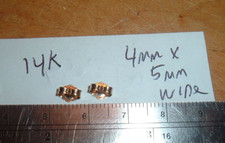 1 PAIR SOLID 14K YELLOW GOLD HUGE EARRING POST BACKS DESIGN VINTAGE 4MM x 5MM