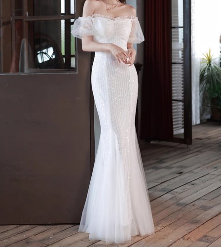 White off shoulder sequin - white, off-shoulder