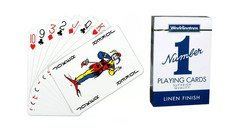 WADDINGTONS NUMBER 1 LINEN FINISH QUALITY PLAYING CARDS IN RED  COLOR-UK