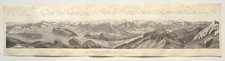 PILATUS PANORAMA, Uri & Emmental Alps, Switzerland, 1911 Antique Sepia Map