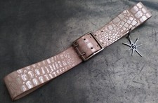 Mais Il Est Ou Est Le Soleil ? Wide Tan Silver Leather Croc Look Boho Belt L