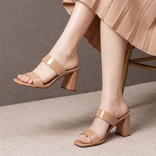 Women block heel ankle - heel, strap