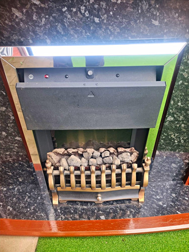 Inset fireplace with surround - fireplace,