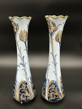 Pair Stunning Rare Moorcroft Macintyre Florian Ware Tulip Pattern Vases Late 19C