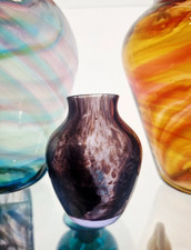 Caithness purple miniature glass bud vase streaky