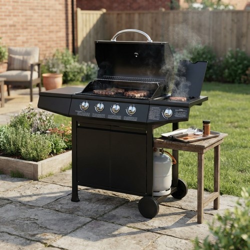 Stylish gas bbq with side - 4+1,