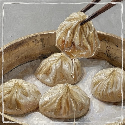 Oil painting dumplings - oil,