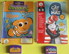 Lot of 2x LeapFrog LeapPad Sets/CAT IN THE HAT/FINDING NEMO/AGE 4-8