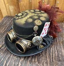 Unisex Black Steampunk Top Hat Feathers Goggles Pocket Watch Cogs 57cm (3)