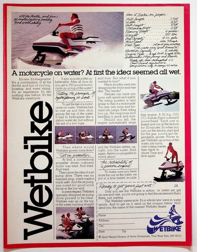 Wetbike watercycle 1970s - ad,