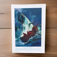 Antique 1915 Sperm Whale in Breach Ocean Painting Book Art Print Arthur Twidle 