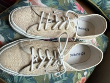 Superga Woven Trainers Tennis Shoes Cream/Pale Yellow Size 5 (38).