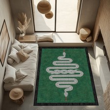 Green White Rug, Fan Rug, For