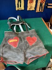VINTAGE LEDERHOSEN Ich Bin Zu Haben 1961 SUEDE SHORTS CHILD 22” Oktoberfest