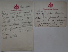 King George V Queen Mary Signed Autograph Letters Balmoral Sandringham Royalty