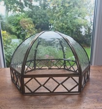 Vintage Clear Dimpled Glass Panelled Antique Brass Ceiling Lightshade